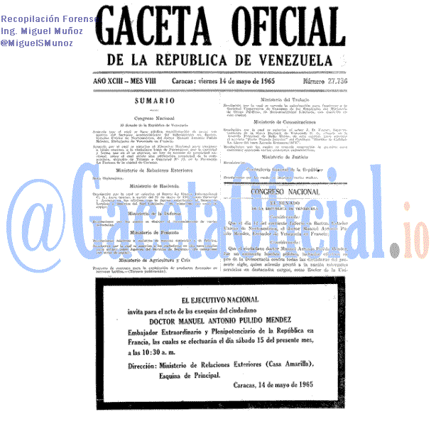 Gaceta Oficial 27736 del 14 Mayo 1965