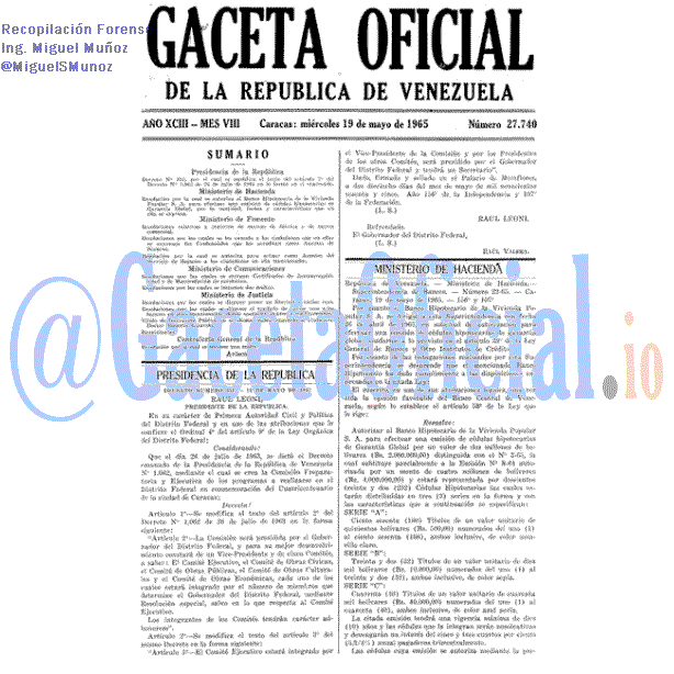 Gaceta Oficial 27740 del 19 Mayo 1965