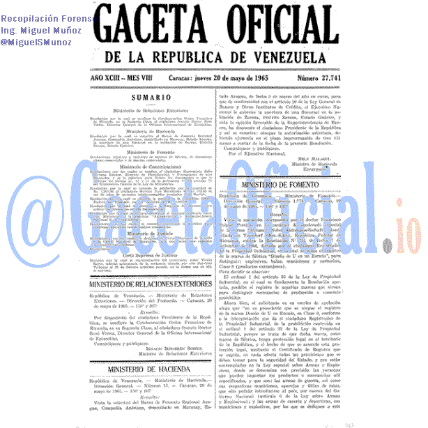 Gaceta Oficial 27741 del 20 Mayo 1965