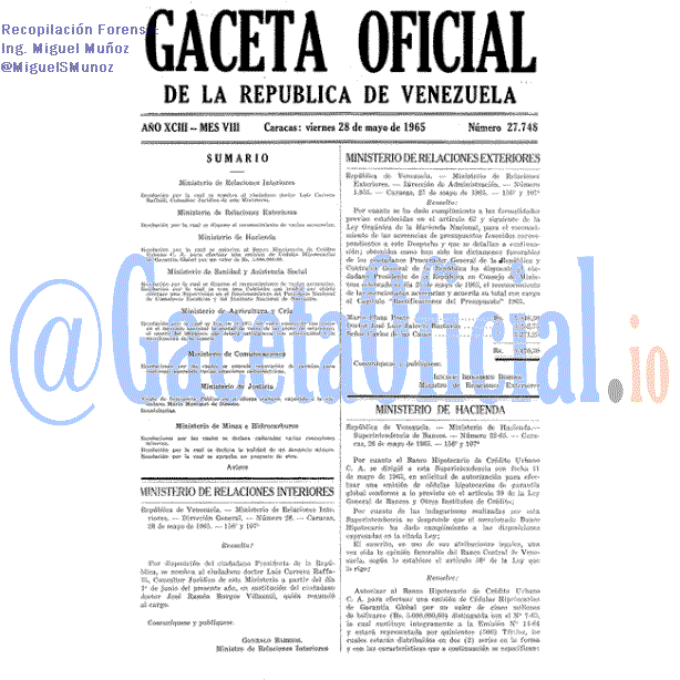 Gaceta Oficial 27748 del 28 Mayo 1965