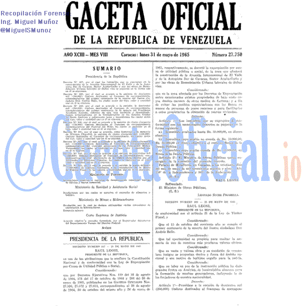 Gaceta Oficial 27750 del 31 Mayo 1965