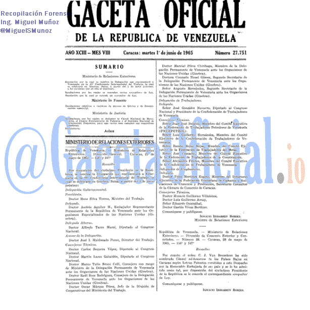 Gaceta Oficial 27751 del 1 Junio 1965