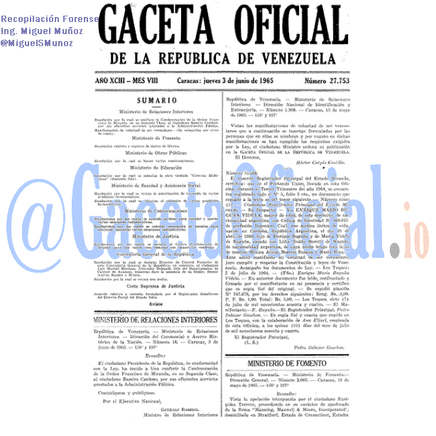 Gaceta Oficial 27753 del 3 Junio 1965