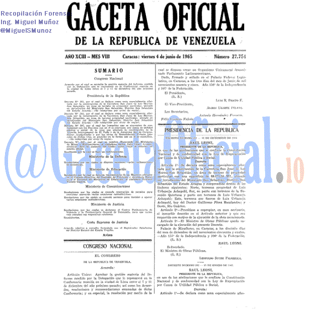 Gaceta Oficial 27754 del 4 Junio 1965