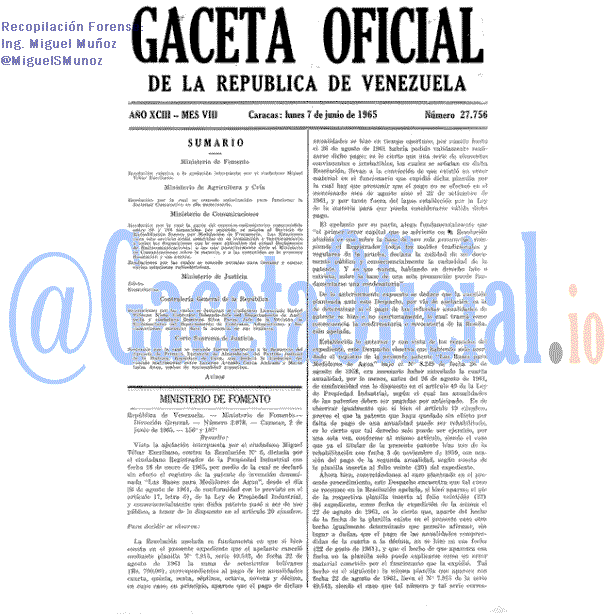Gaceta Oficial 27756 del 7 Junio 1965