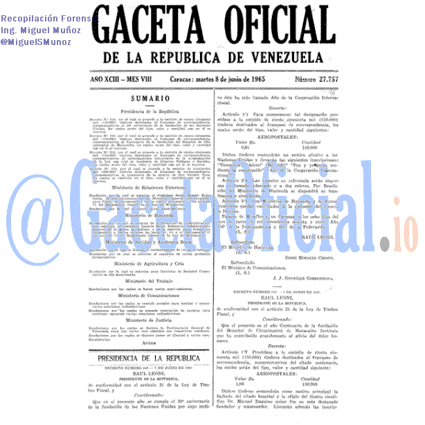 Gaceta Oficial 27757 del 8 Junio 1965