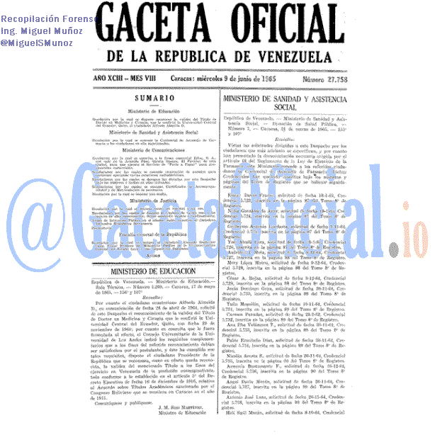Gaceta Oficial 27758 del 9 Junio 1965