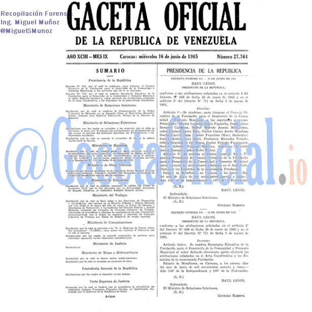 Gaceta Oficial 27764 del 16 Junio 1965
