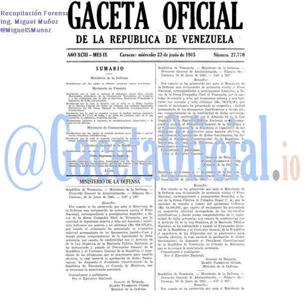 Gaceta Oficial 27770 del 23 Junio 1965