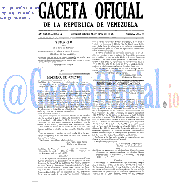 Gaceta Oficial 27772 del 26 Junio 1965