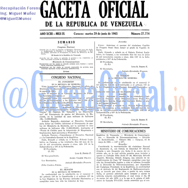 Gaceta Oficial 27774 del 29 Junio 1965
