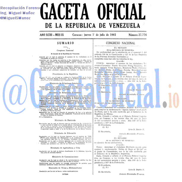 Gaceta Oficial 27776 del 1 Julio 1965