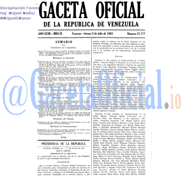 Gaceta Oficial 27777 del 2 Julio 1965