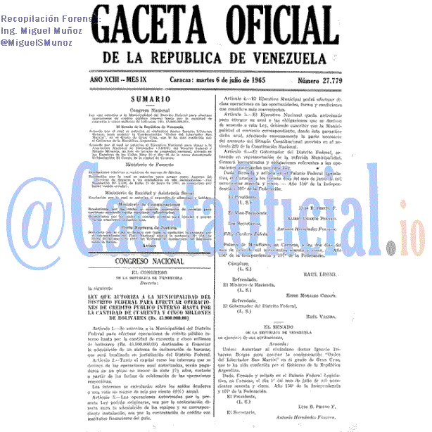 Gaceta Oficial 27779 del 6 Julio 1965