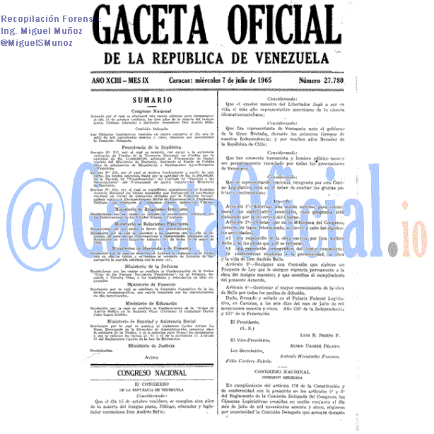 Gaceta Oficial 27780 del 7 Julio 1965