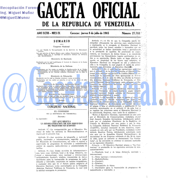 Gaceta Oficial 27781 del 8 Julio 1965