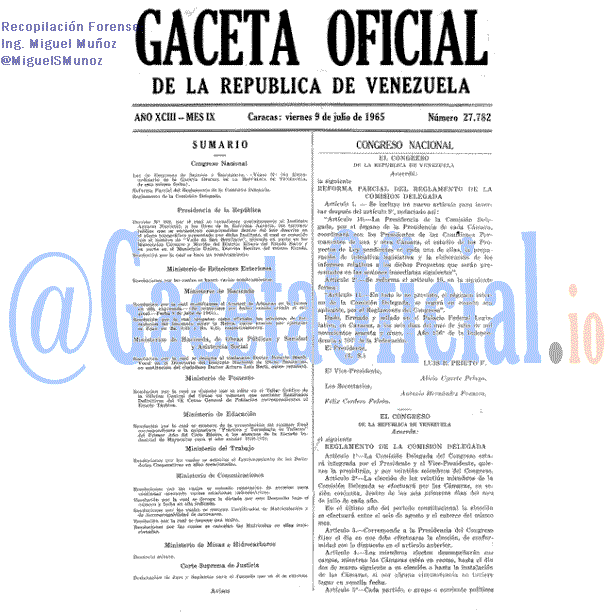 Gaceta Oficial 27782 del 9 Julio 1965