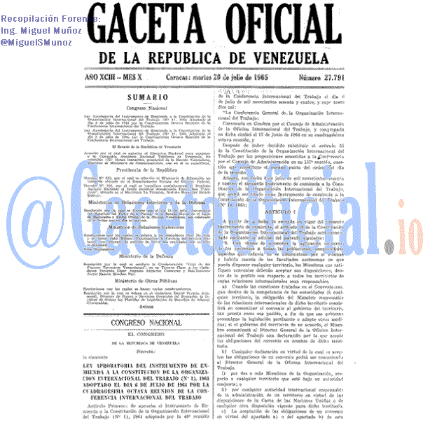 Gaceta Oficial 27791 del 20 Julio 1965