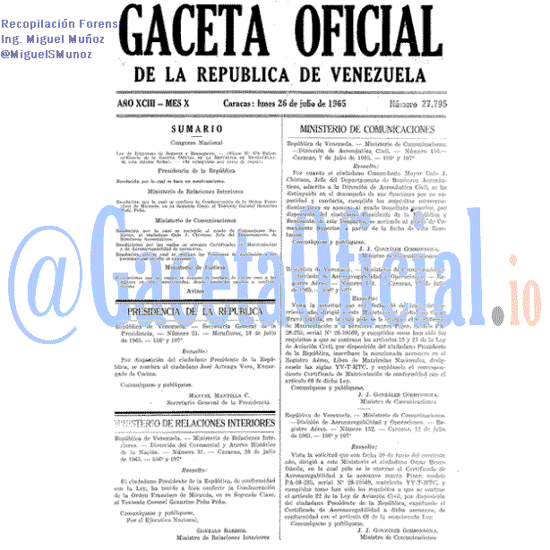 Gaceta Oficial 27795 del 26 Julio 1965
