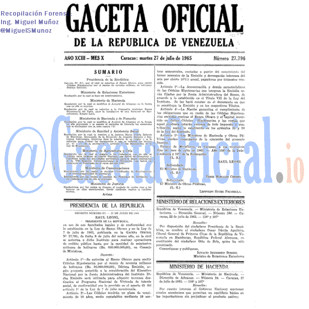 Gaceta Oficial 27796 del 27 Julio 1965