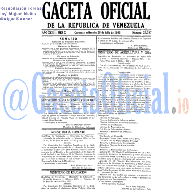 Gaceta Oficial 27797 del 28 Julio 1965