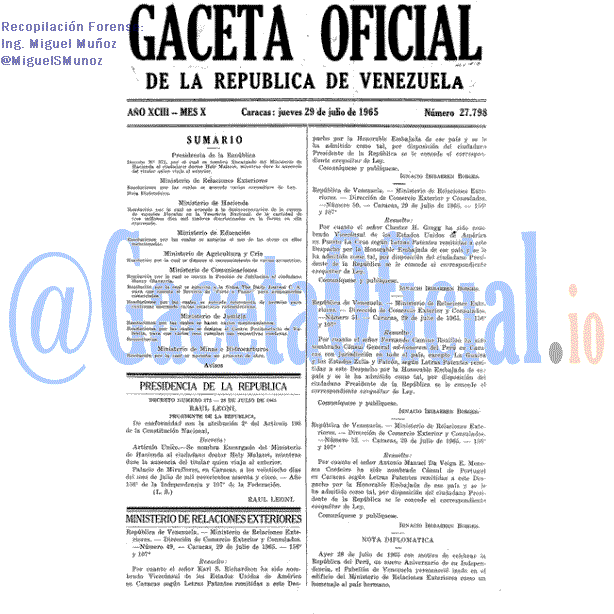 Gaceta Oficial 27798 del 29 Julio 1965