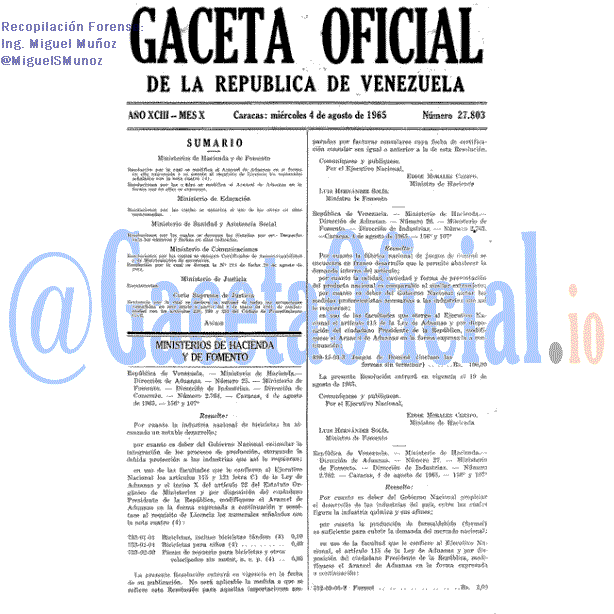 Gaceta Oficial 27803 del 4 Agosto 1965