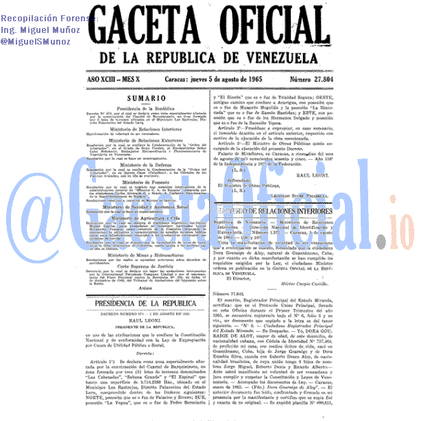 Gaceta Oficial 27804 del 5 Agosto 1965
