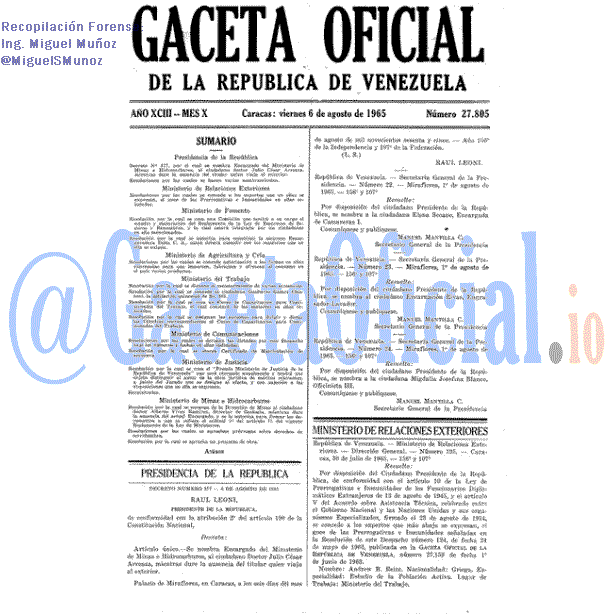 Gaceta Oficial 27805 del 6 Agosto 1965