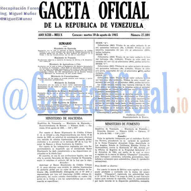 Gaceta Oficial 27808 del 10 Agosto 1965