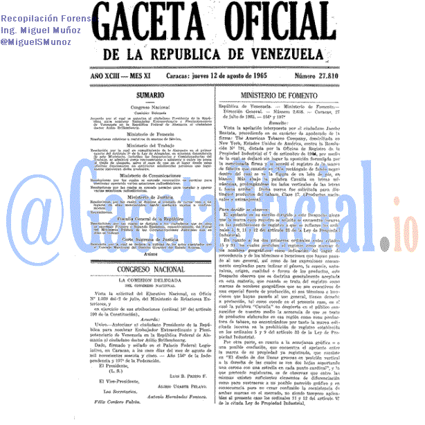 Gaceta Oficial 27810 del 12 Agosto 1965