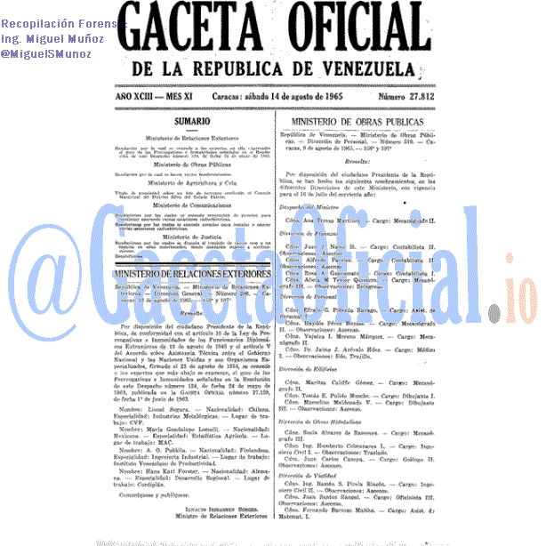 Gaceta Oficial 27812 del 14 Agosto 1965