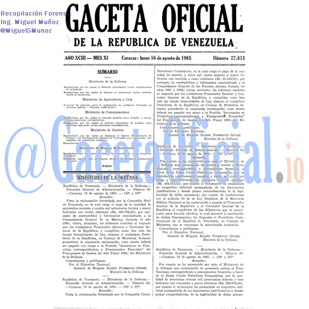 Gaceta Oficial 27813 del 16 Agosto 1965