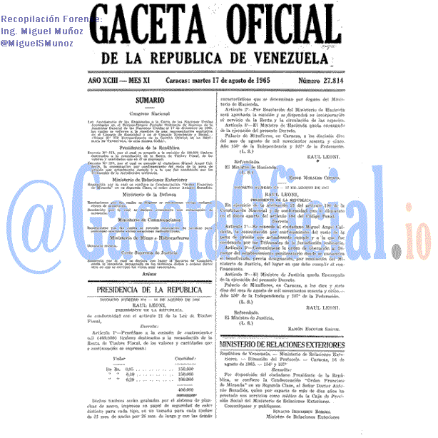 Gaceta Oficial 27814 del 17 Agosto 1965