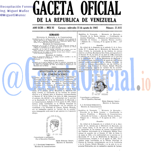 Gaceta Oficial 27815 del 18 Agosto 1965