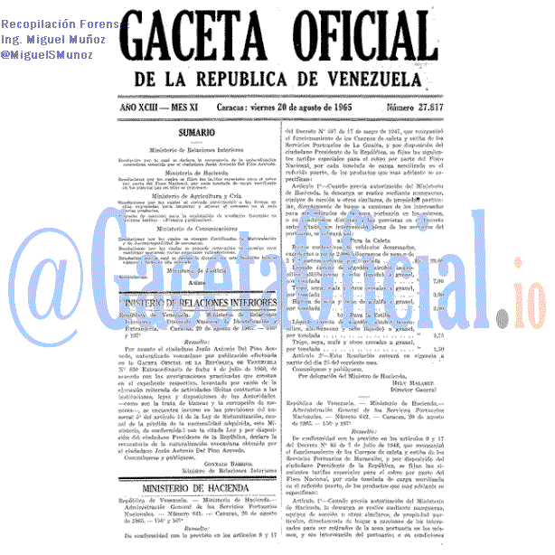 Gaceta Oficial 27817 del 20 Agosto 1965