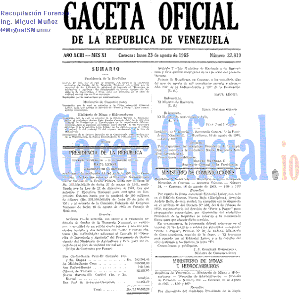 Gaceta Oficial 27819 del 23 Agosto 1965