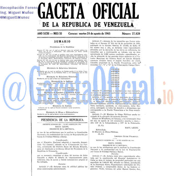 Gaceta Oficial 27820 del 24 Agosto 1965