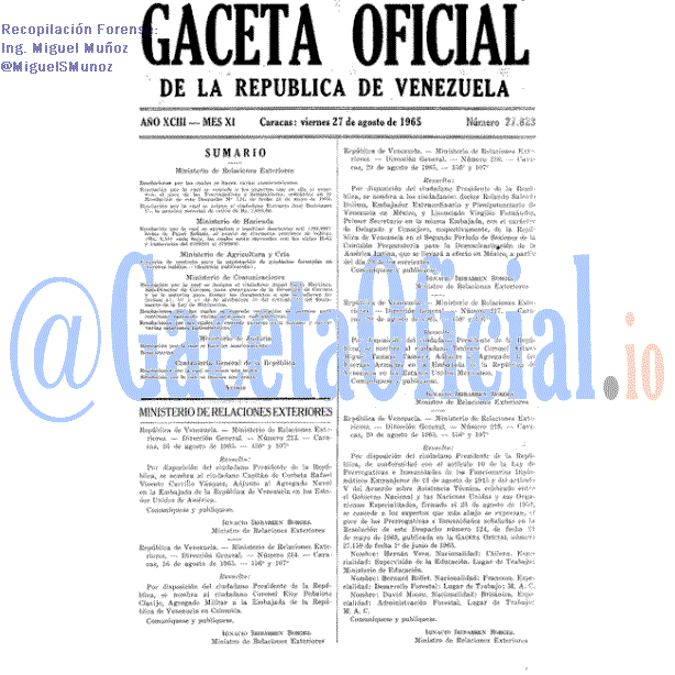 Gaceta Oficial 27823 del 27 Agosto 1965