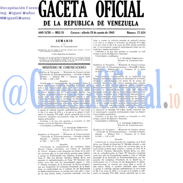Gaceta Oficial 27824 del 28 Agosto 1965