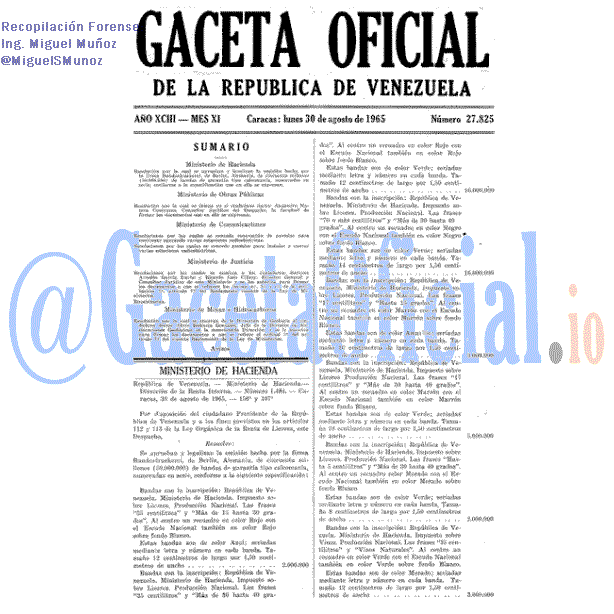 Gaceta Oficial 27825 del 30 Agosto 1965