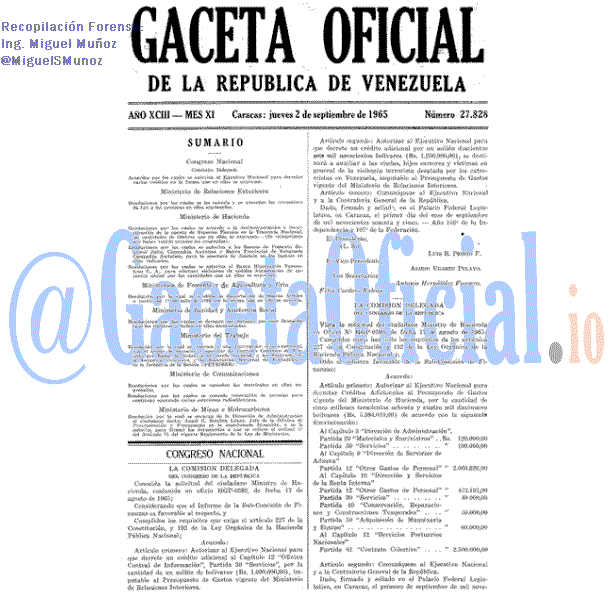 Gaceta Oficial 27828 del 2 Septiembre 1965