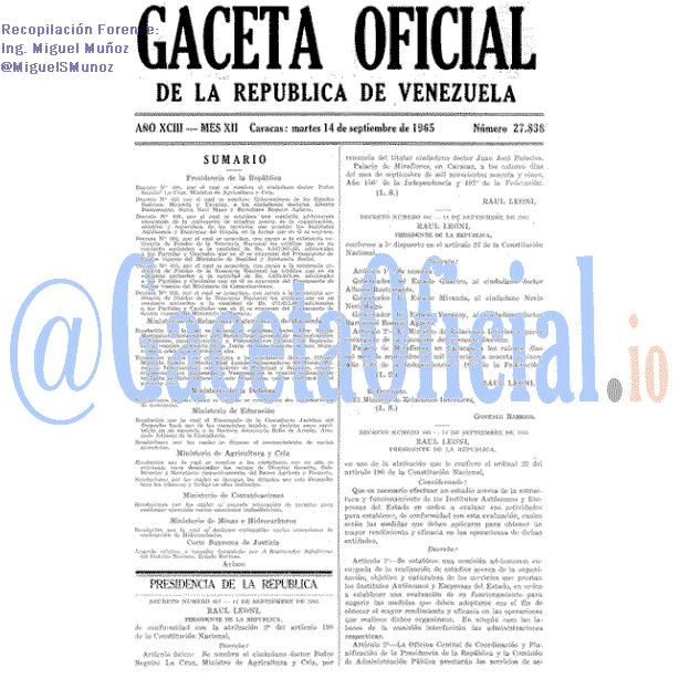 Gaceta Oficial 27838 del 14 Septiembre 1965