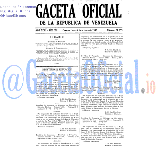 Gaceta Oficial 27855 del 4 Octubre 1965