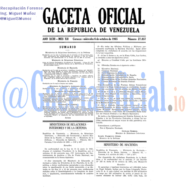 Gaceta Oficial 27857 del 6 Octubre 1965
