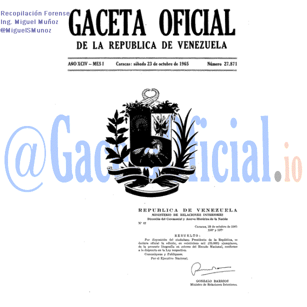 Gaceta Oficial 27871 del 23 Octubre 1965