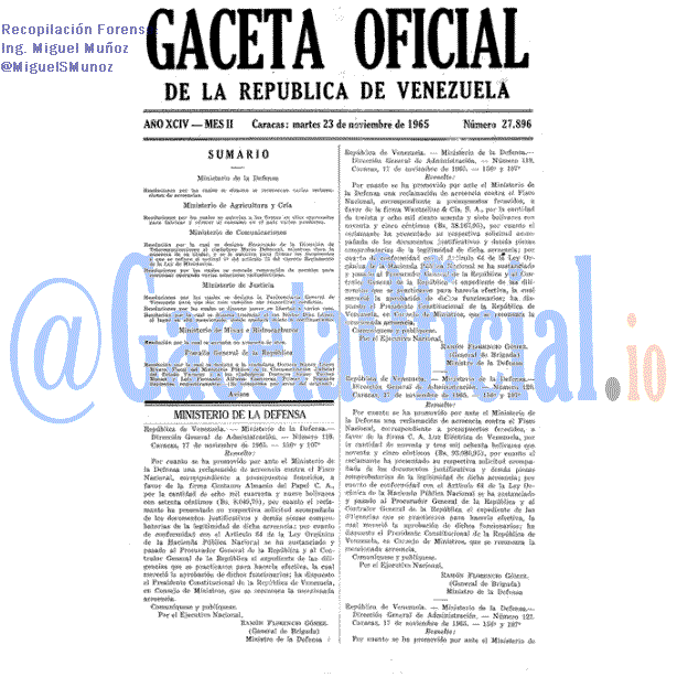 Gaceta Oficial 27896 del 23 Noviembre 1965
