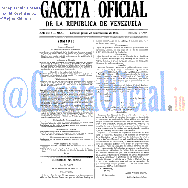 Gaceta Oficial 27898 del 25 Noviembre 1965