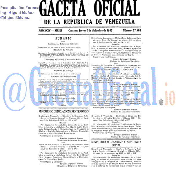 Gaceta Oficial 27904 del 2 Diciembre 1965