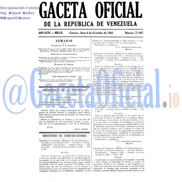 Gaceta Oficial 27907 del 6 Diciembre 1965